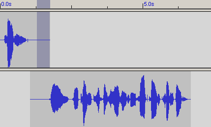 Shifting audio - shifted audio and audio marked for fading